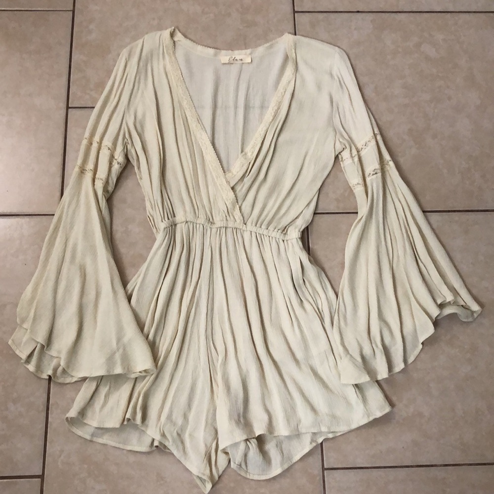 ELAN USA BOHO SURPLICE ROMPER, SIZE S
